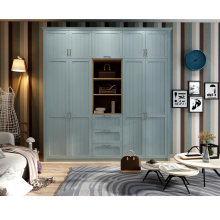 Western Style Sleeping Room Blue Paint Modern Fashion Clothes Wardrobe